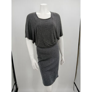 Jigsaw Gray Dress Size S Knit Stretch Rayon Blend Knee Length Square Neckline